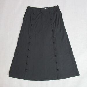 Carmen by Carmen Marc Valvo Skirt Size 2 Black A Line Buttons Minimalist Modest
